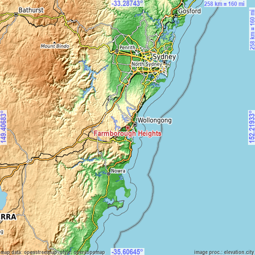 Topographic map of Farmborough Heights