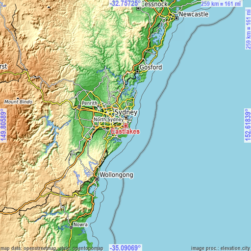 Topographic map of Eastlakes