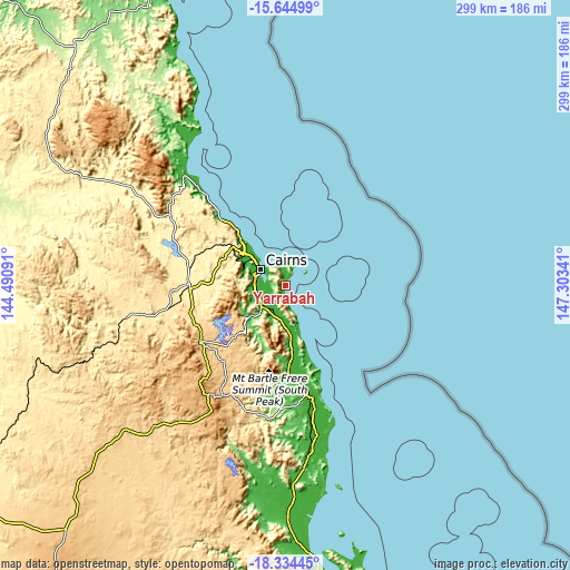 Topographic map of Yarrabah