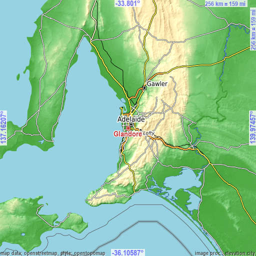 Topographic map of Glandore