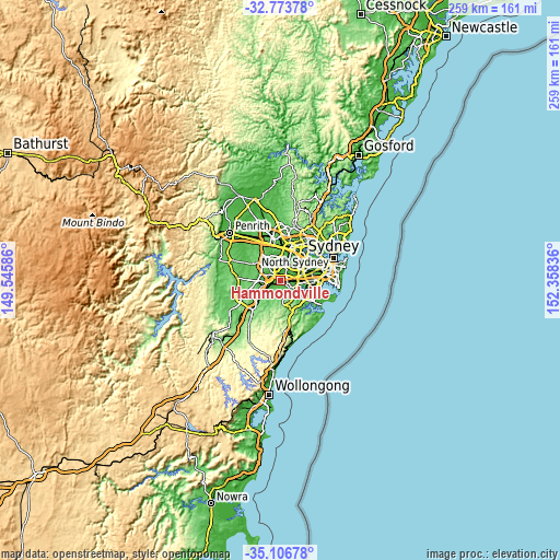 Topographic map of Hammondville