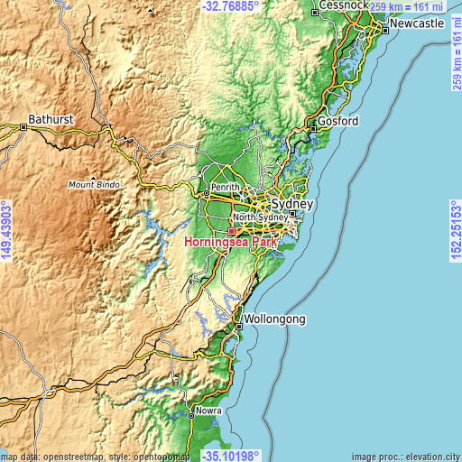 Topographic map of Horningsea Park