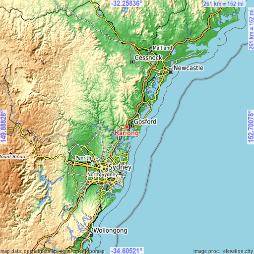 Topographic map of Kariong