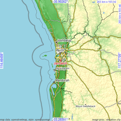 Topographic map of Jandakot