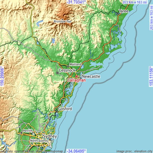 Topographic map of Callaghan