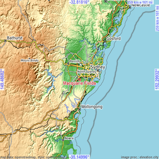 Topographic map of Macquarie Fields