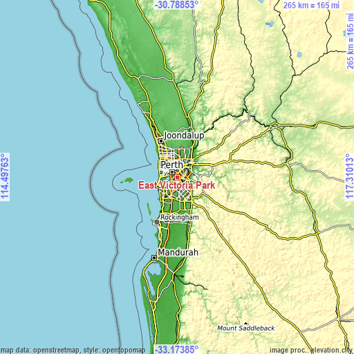 Topographic map of East Victoria Park