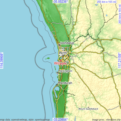 Topographic map of Willagee