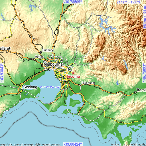 Topographic map of Tecoma