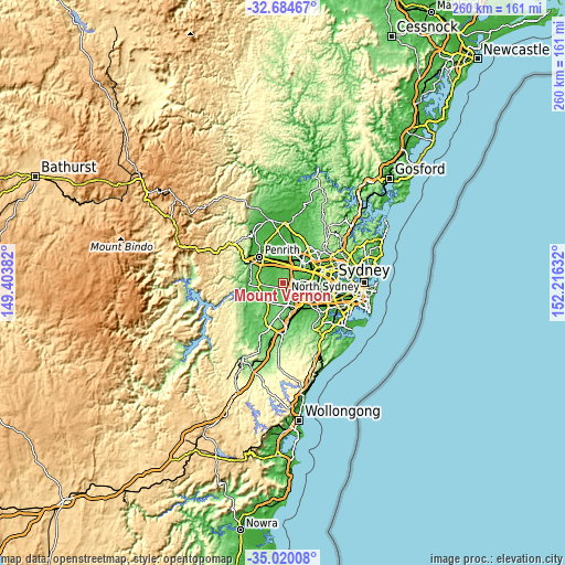 Topographic map of Mount Vernon