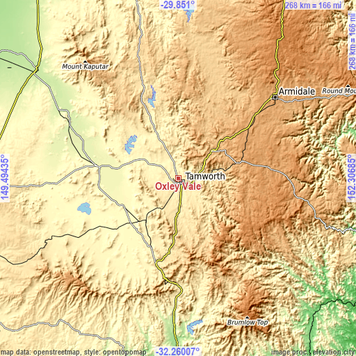 Topographic map of Oxley Vale