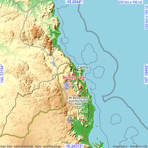 Topographic map of Bentley Park