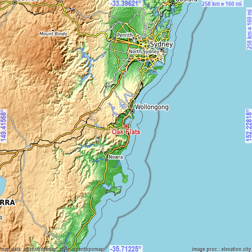 Topographic map of Oak Flats