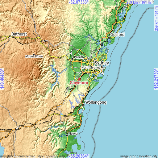 Topographic map of Claymore