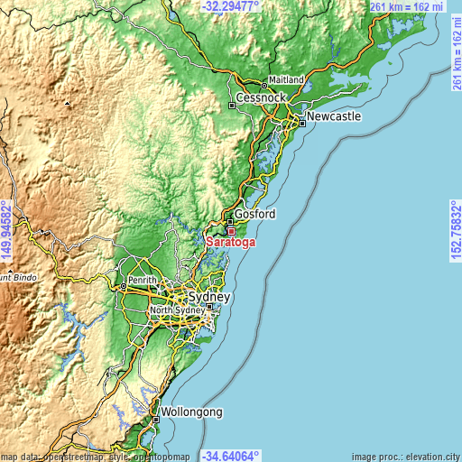 Topographic map of Saratoga