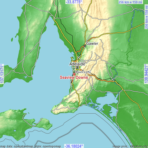 Topographic map of Seaview Downs