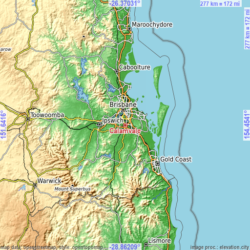 Topographic map of Calamvale