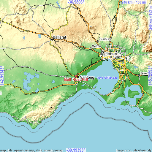 Topographic map of Bell Post Hill