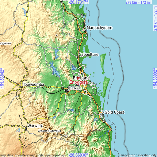 Topographic map of Enoggera