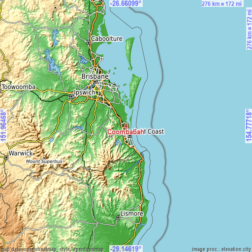 Topographic map of Coombabah