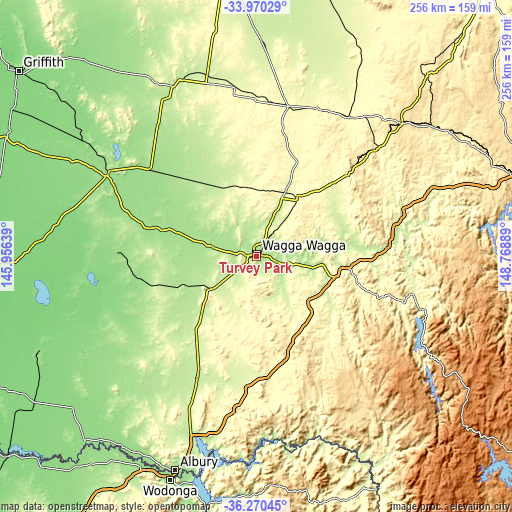 Topographic map of Turvey Park