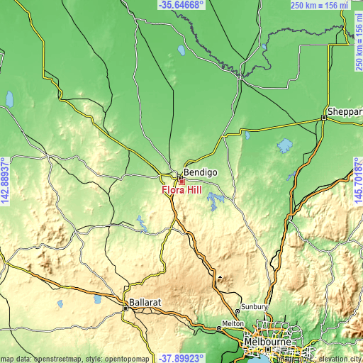 Topographic map of Flora Hill