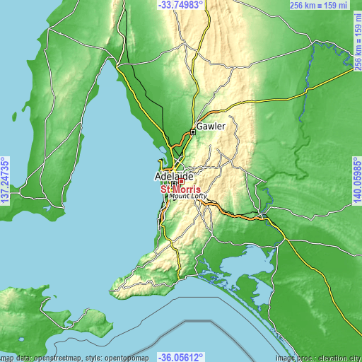 Topographic map of St Morris