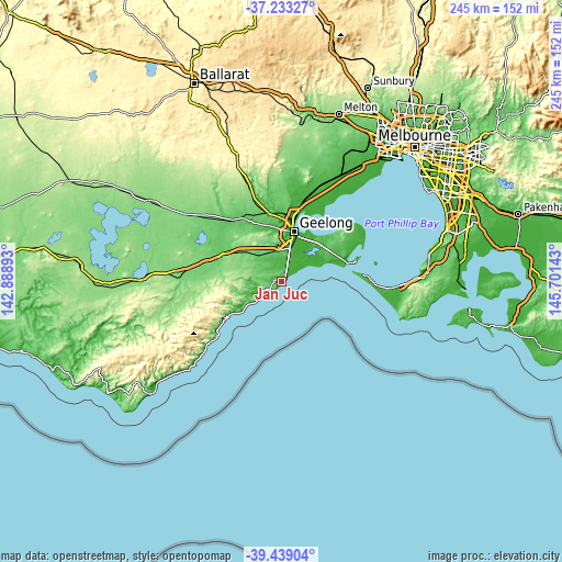 Topographic map of Jan Juc