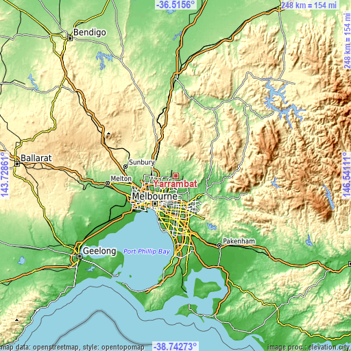 Topographic map of Yarrambat