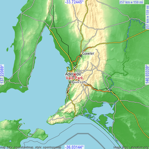 Topographic map of Vale Park