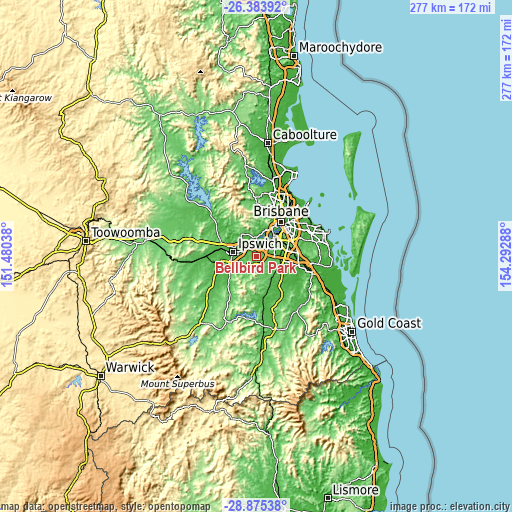 Topographic map of Bellbird Park