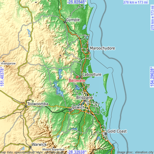 Topographic map of Bellmere