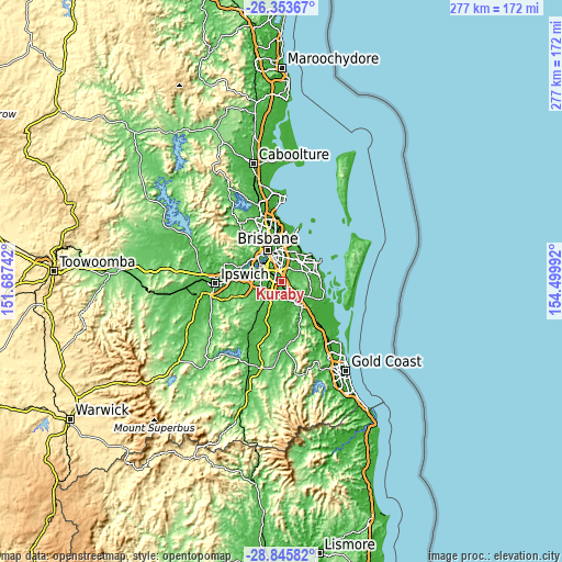 Topographic map of Kuraby