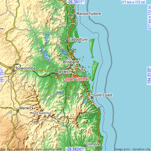 Topographic map of Logan Central