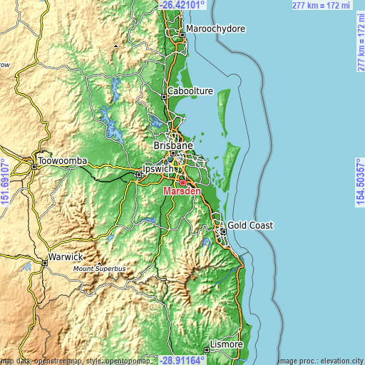 Topographic map of Marsden
