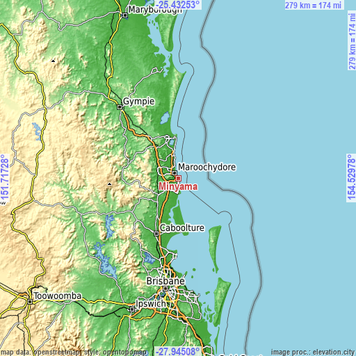 Topographic map of Minyama