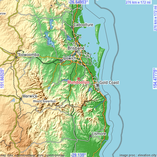 Topographic map of Mundoolun