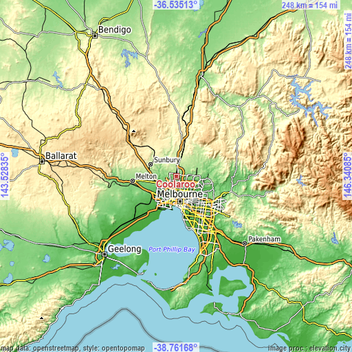 Topographic map of Coolaroo