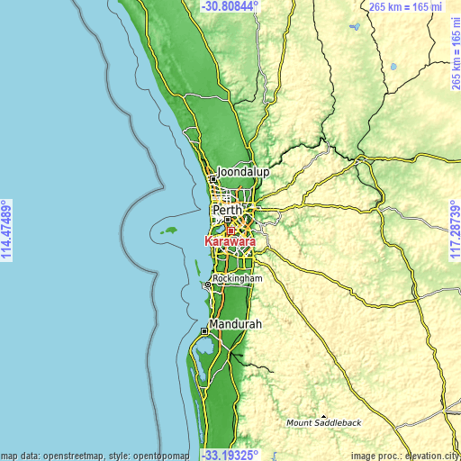 Topographic map of Karawara