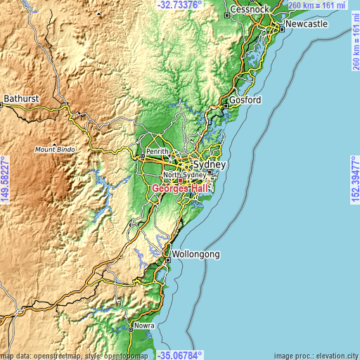 Topographic map of Georges Hall