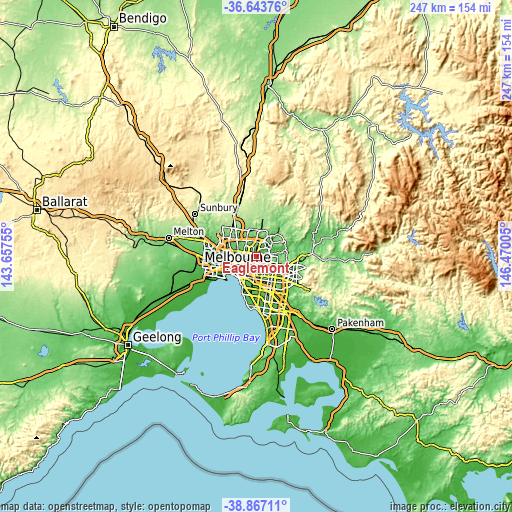 Topographic map of Eaglemont