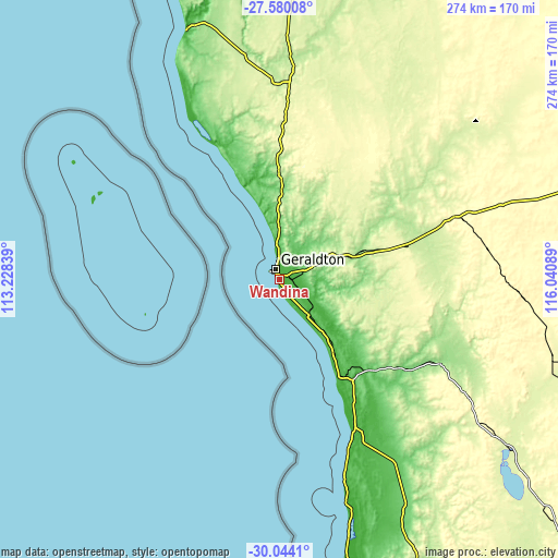 Topographic map of Wandina