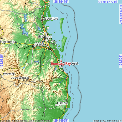 Topographic map of Runaway Bay