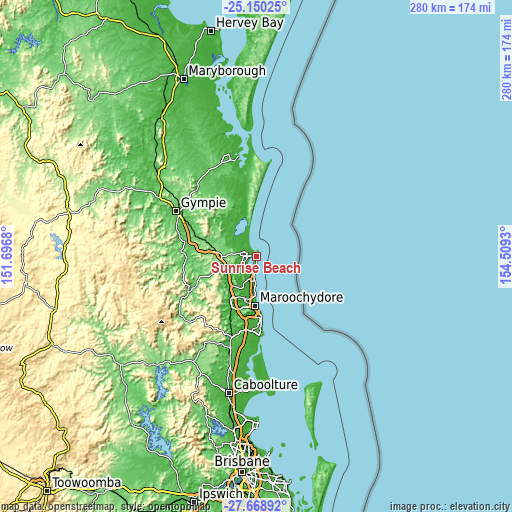 Topographic map of Sunrise Beach