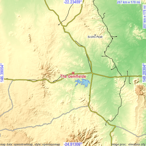 Topographic map of The Gemfields