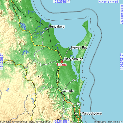 Topographic map of Tinana