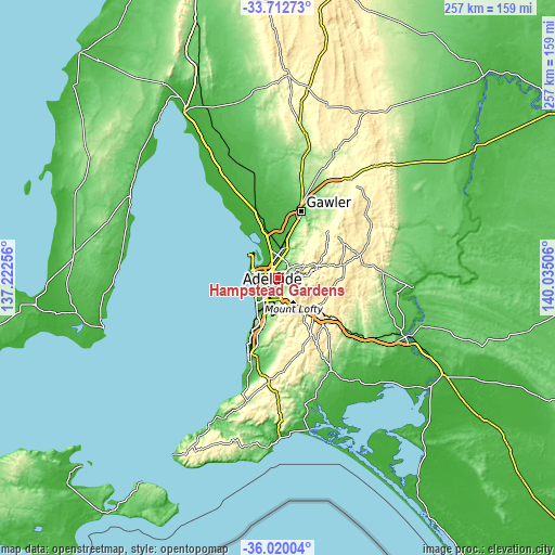 Topographic map of Hampstead Gardens