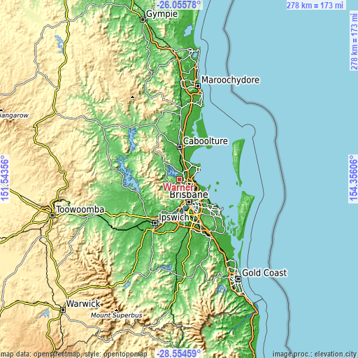 Topographic map of Warner