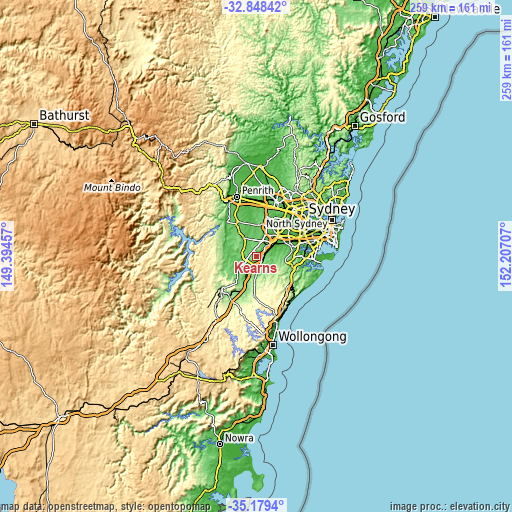 Topographic map of Kearns