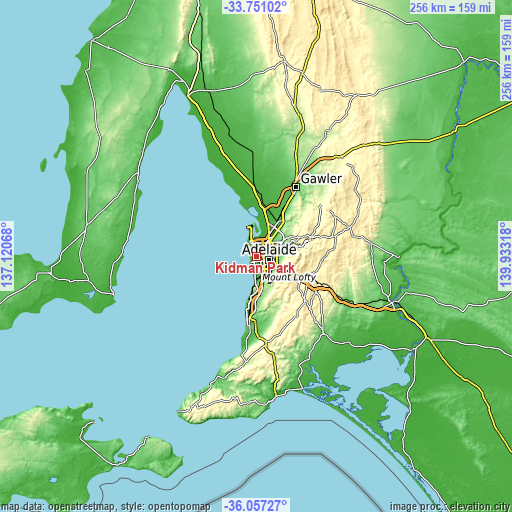 Topographic map of Kidman Park